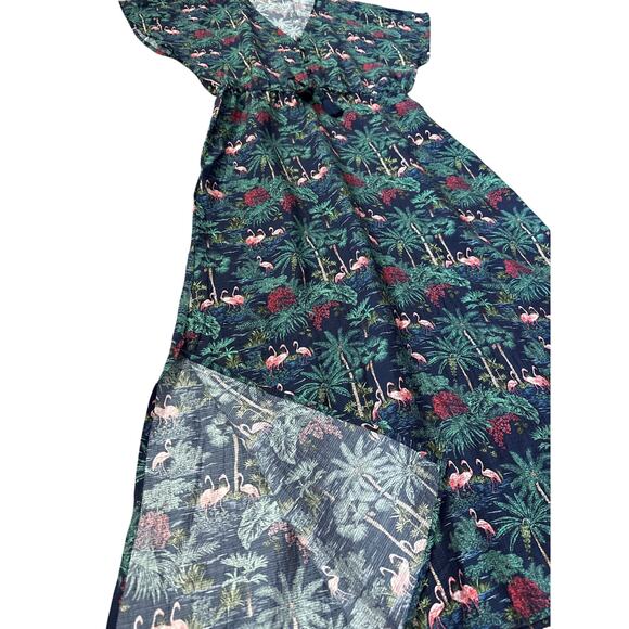 Vineyard Vines Textured Button Front Kaftan Maxi Dress Navy Size Small - Picture 6 of 12